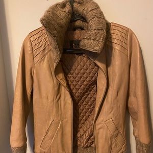 Mackage leather jacket with wool trim